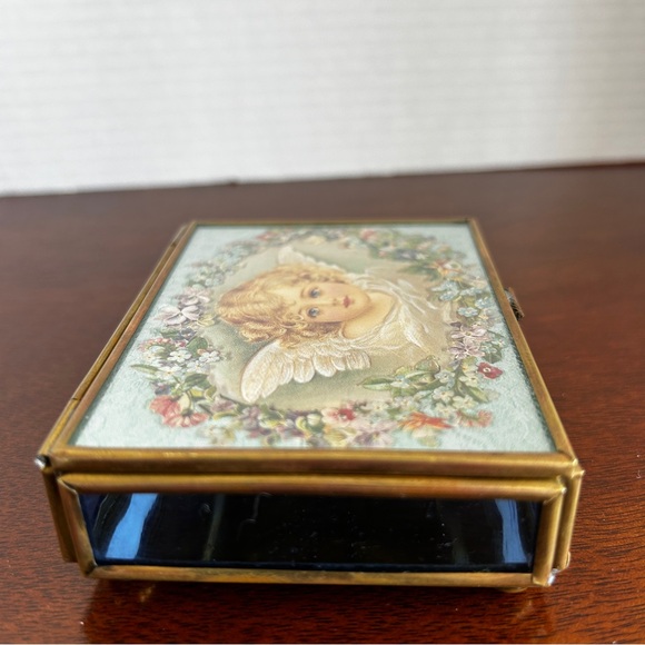 Angel Trinket/Jewellery Box Foiled Brass Stained Glass Thomas Cathey - Picture 2 of 8